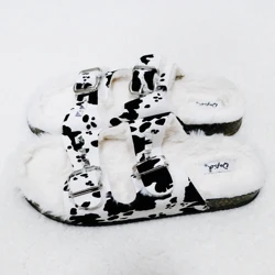 New Cow Color Leisure Flat Bottom Belt Buckle Hollow Open Toe Comfortable  Wood Cork Slippers