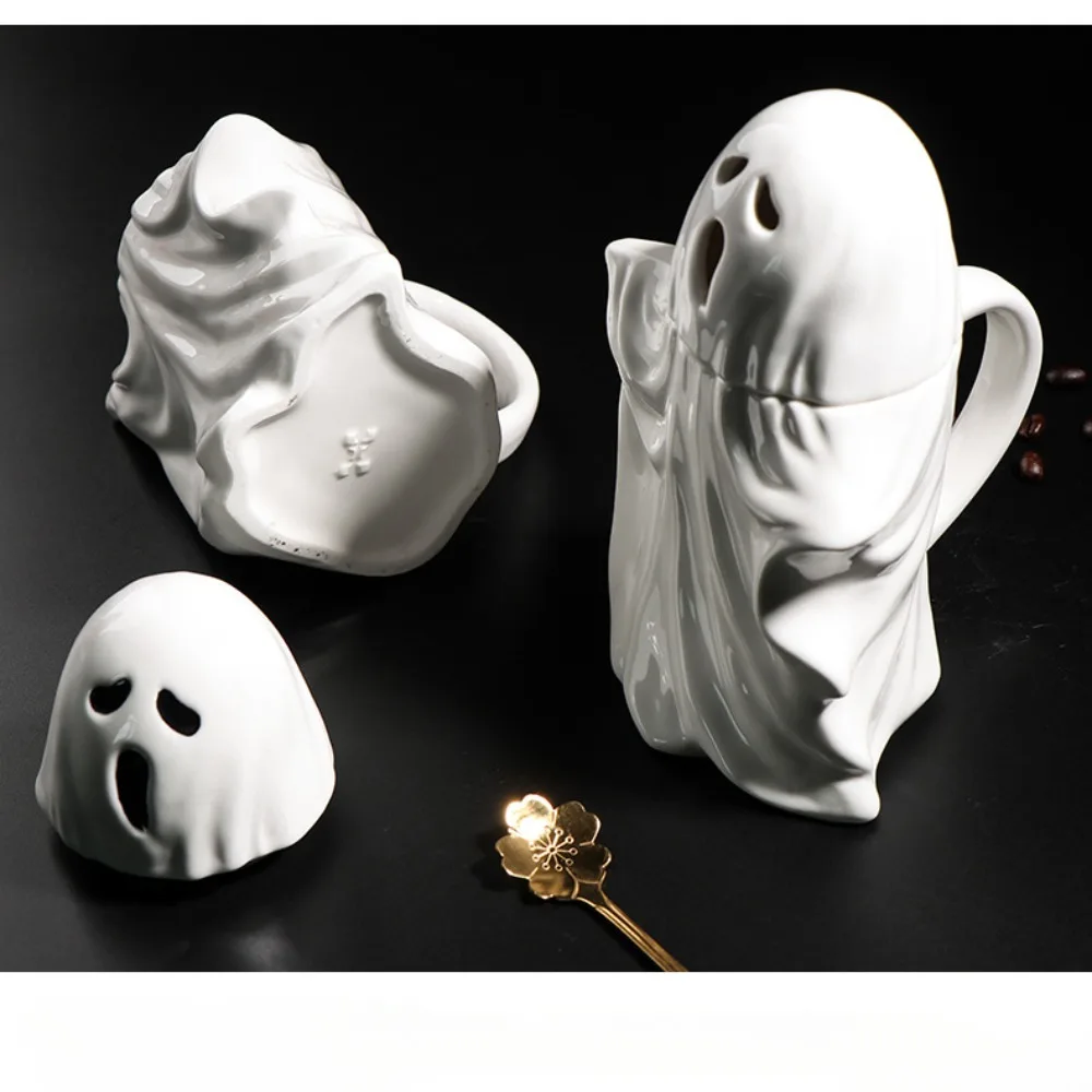 Monster Spoof Three-dimensional Ceramic Cup White Ghost Cup Cartoon Mug Halloween Gift