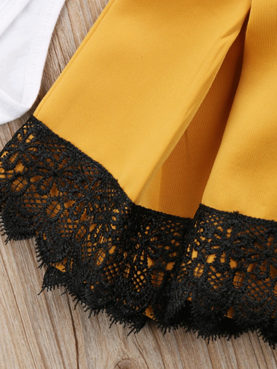 Boutique new baby clothing sets long sleeve solid rompers and yellow overall skirts with romper 2pcs girls clothing sets