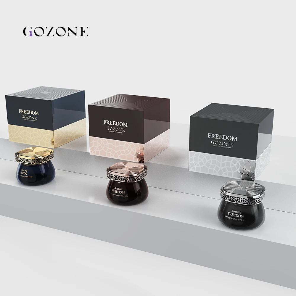 Manufacturers Decorative 1 Oz 35 Gram Opaque Luxury Wide Mouth Amber Bakhoor Arabic Glass Jar Supplier