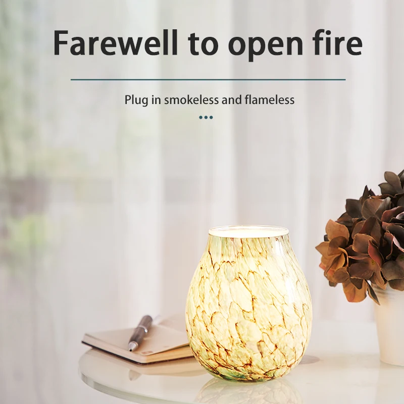 Modern Style Glass Wax Burner Wholesale Electric Incense Stove Aromatic Fragrance UK/US Plug Wood Glass Material Body Relaxation