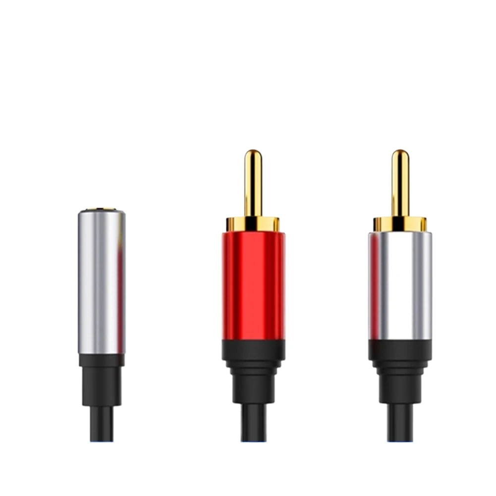 Audio cable one divided into two 3.5 female to 2rca male audio adapter cable double Lotus head subwoofer cable