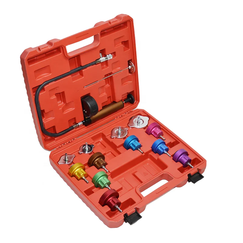 XCTOOL 14pcs Automotive Radiator Cooling System Pressure Tester Kit Car Water Tank Leak Detector Cooling System Tester XC9044
