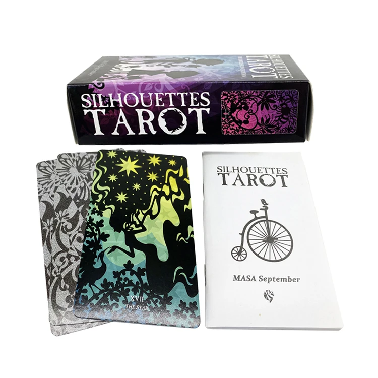 custom dark style best size tarot card deck printing the limited second edition silhouettes tarot cards with guidebook