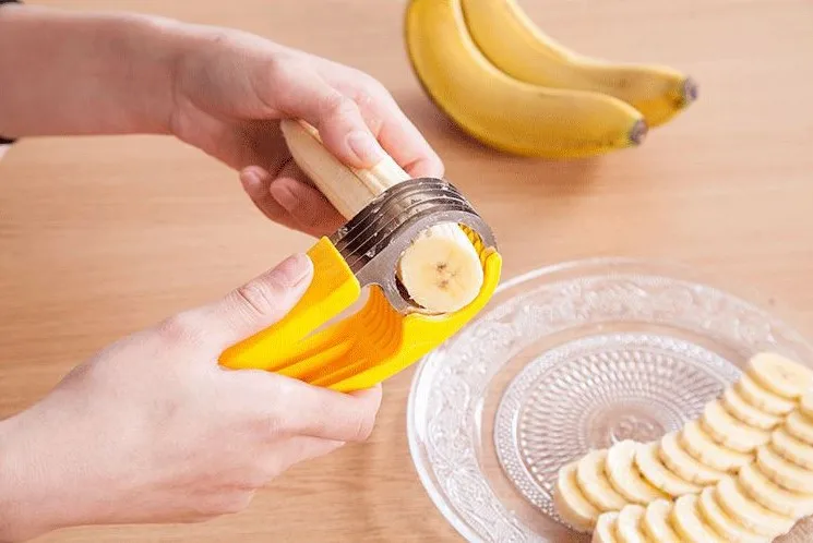 Kitchen Accessories Stainless Steel Banana Cutter Cooking Tools Banana Slicer Fruit Vegetable Sausage Slicer