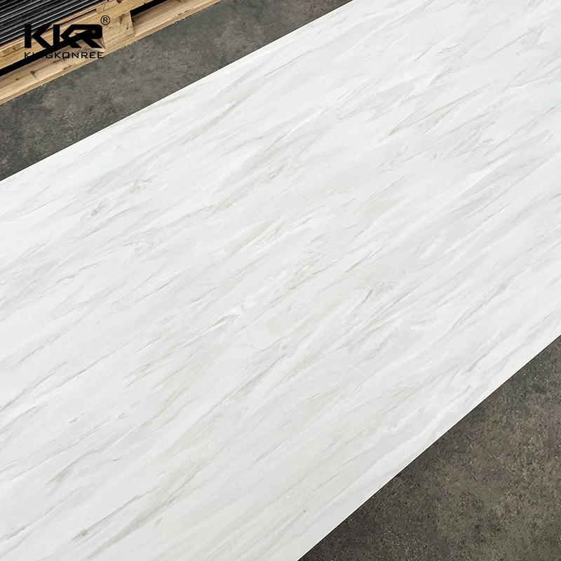 Europe Popular White Marble Texture Solid Surface Sheets Modified Solid Surface With Free Sample Sets