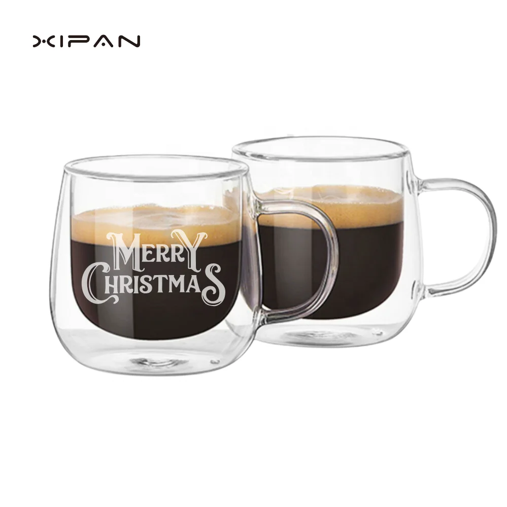 Wholesale Double Wall Handgrip Borosilicate Glass Cup Clear Tea Coffee & Espresso Mugs Hot Sale
