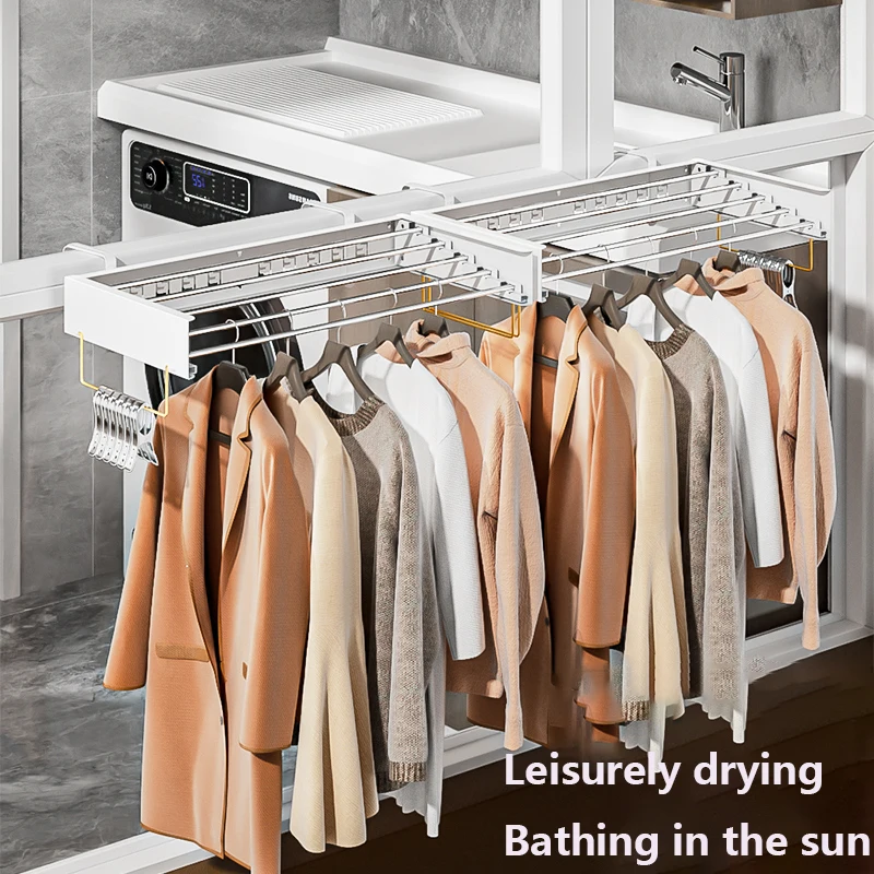 2024 New Listing Retractable clothes Drying Racks Attached hook foldable for home use hanging clothes