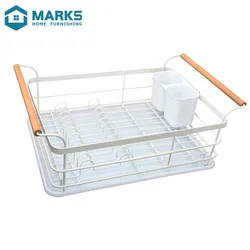 Simple Style Kitchen Series Simple Matel and Plastic Dish Rack Multi-Functional Plate Storage Basket Dish Rack