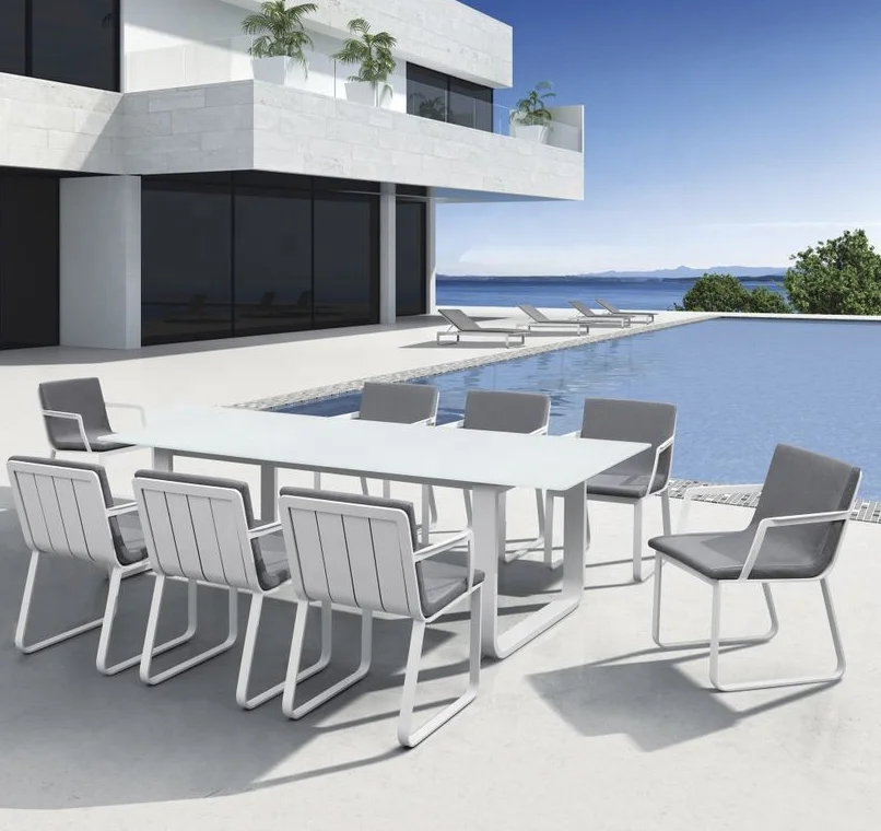 modern design Outdoor dining furniture table and chairs  aluminium beach restaurant patio chair dining garden set