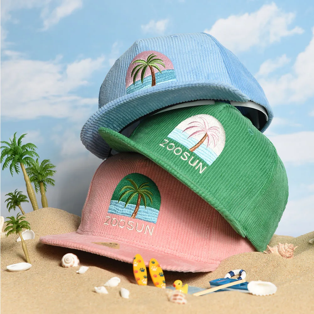 2024 New Fashion 5 Panel Unisex Embroidered Snapback Cap Corduroy Fabric Adjustable Size Premium Flat Bill Snapback Hats