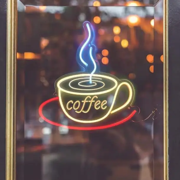 cafe garage palm tree neon sign