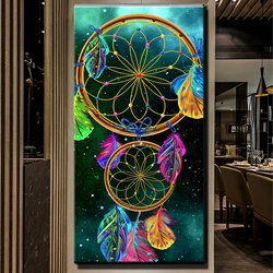 Abstract Dream Catcher Feather 5d Diy Diamond Painting Full Drill Square/round Mosaic Diamond Embroidery Gift Stitch