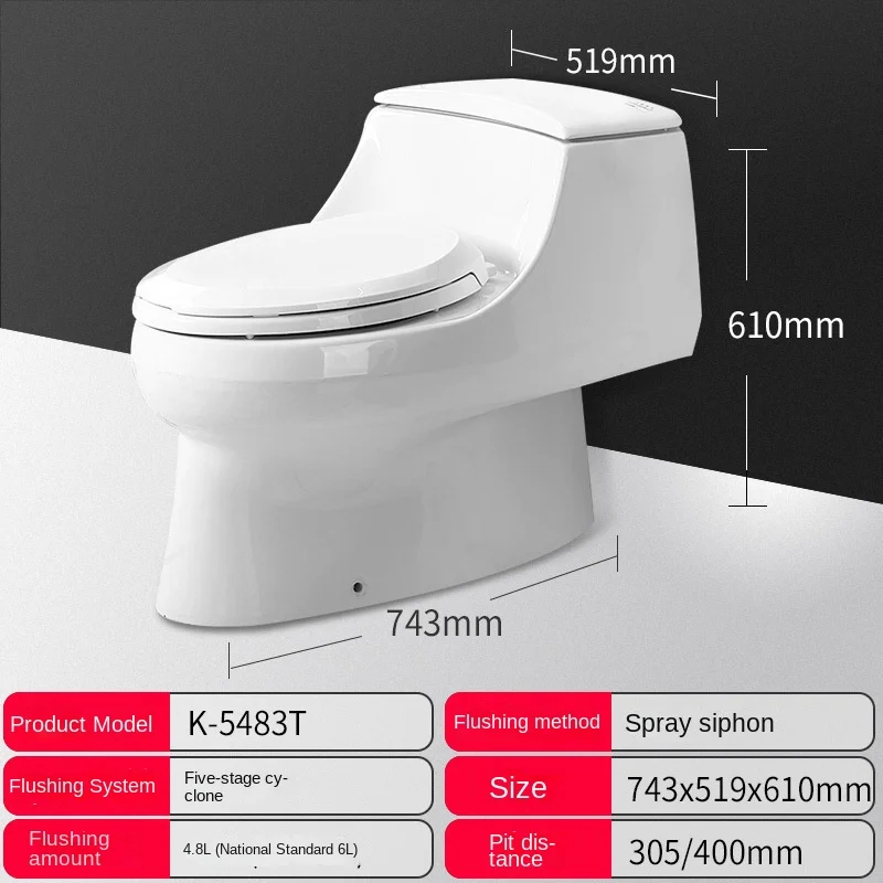 Factory San Rafael Class 5 Cyclone Water Saving Household Mute Large Pipe Connector Toilet K-5483 Toilet