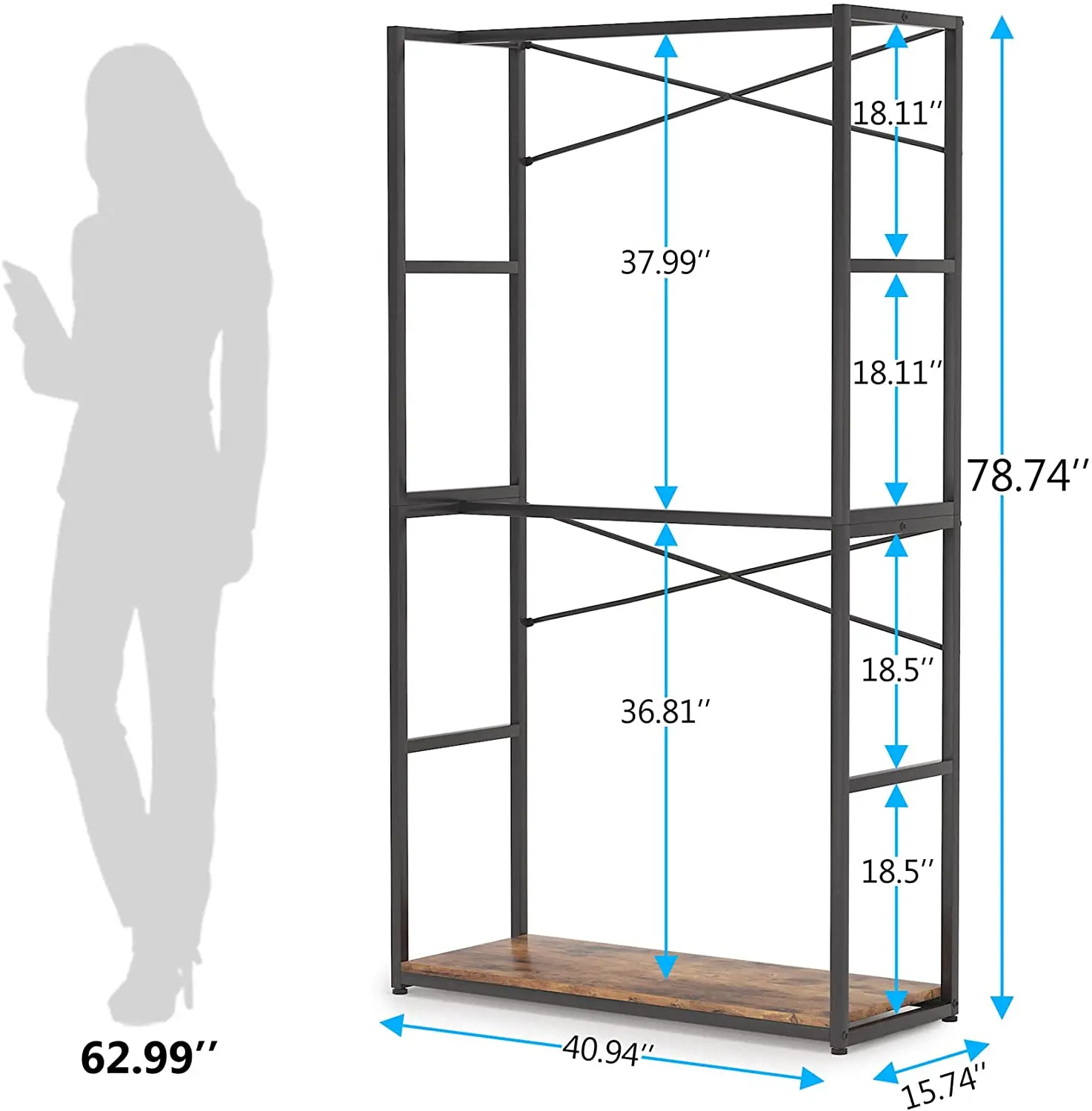 Free-standing Closet Organizer Double Hanging Rod Clothes Garment Rack Large Wardrobe Clothing Storage Closet System