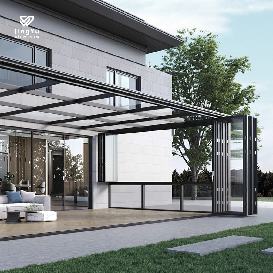 Factory Exterior Thermal Break Bi-Fold Accordion Aluminum Glass Patio Bi Folding Doors With Best Price