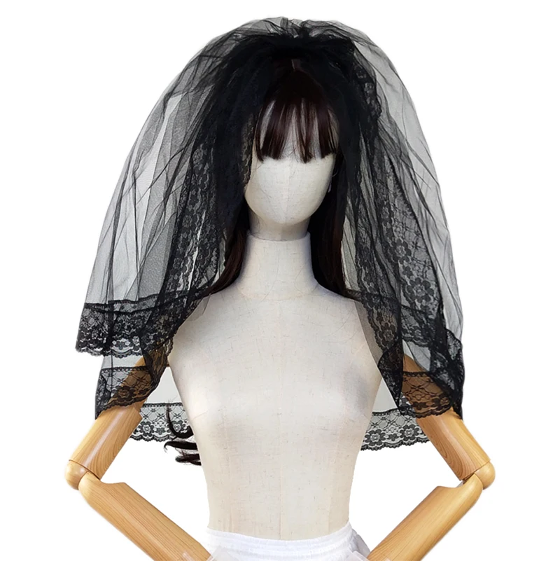 
New selling ghost bride wedding party lace black veil princess crown Halloween headdress 