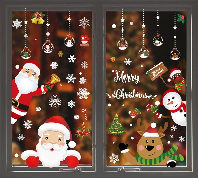 Наклейки на стену для детской комнаты новогодние водонепроницаемые статические наклейки