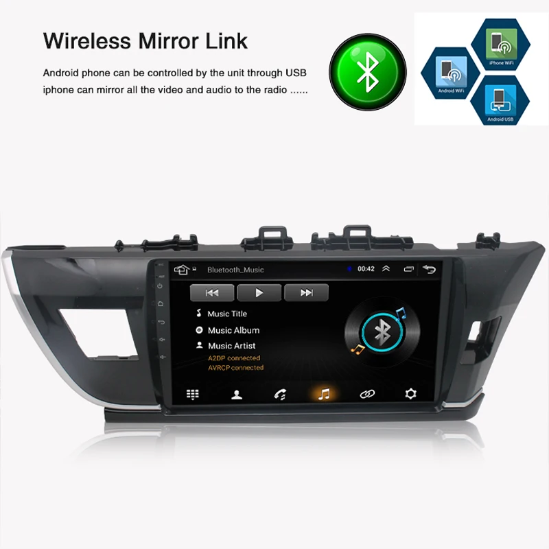 2G 32G 2Din Android10 Car Radio For Toyota Corolla Altis 2014-2016 Carplay Auto Radio Car Receiver GPS Navigation Blue tooth