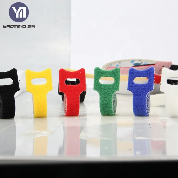 T-Shaped 50-Pack Cable Ties - Cat-Shaped Self-Adhesive Cable Organizers, Velcroes Wire Management Solutions for Tidy Storage