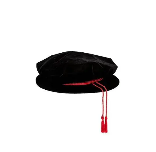 AU Style black velvet tudor bonnet for PHD graduation regalia