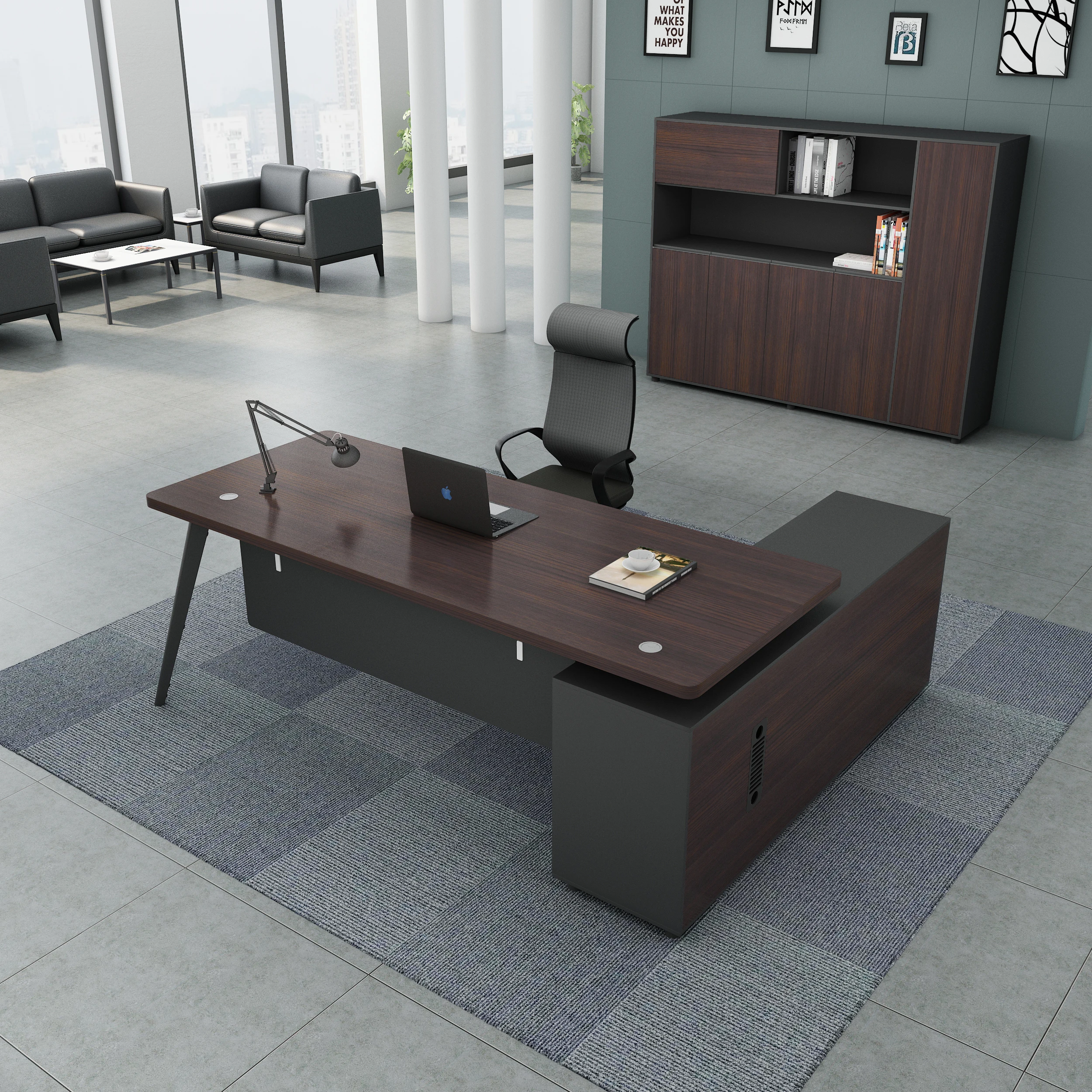 Modern Wooden Office Desk set L shape Furniture Luxury Executive Office Works Manage Table Corner Office desk