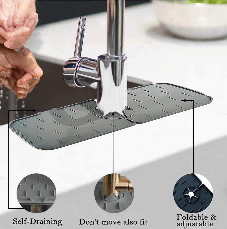 2022 Amazon New Silicone Drain Pad Kitchen Sink Baffle Faucet Splash Pad