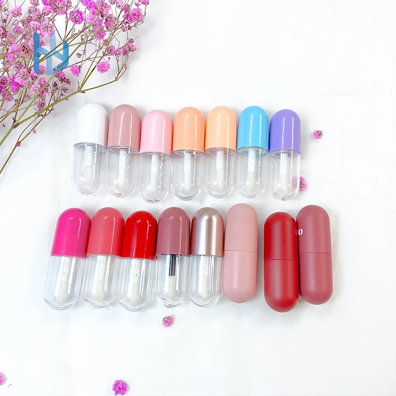 Factory Supply multiple color 5ML cute pill shape clear Empty Lip Gloss Tubes custom logo lip oil tube