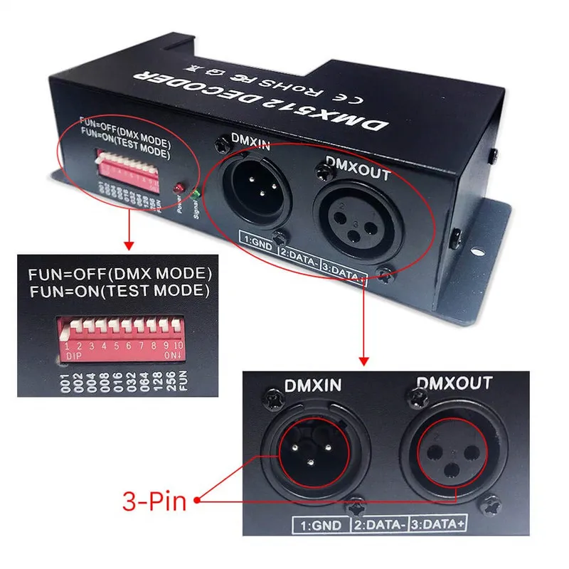 4 канала DMX декодер RGBW PWM DMX512 диммер драйвер Светодиодная лента с usb-питанием контроллер входное напряжение 12V-24V DC