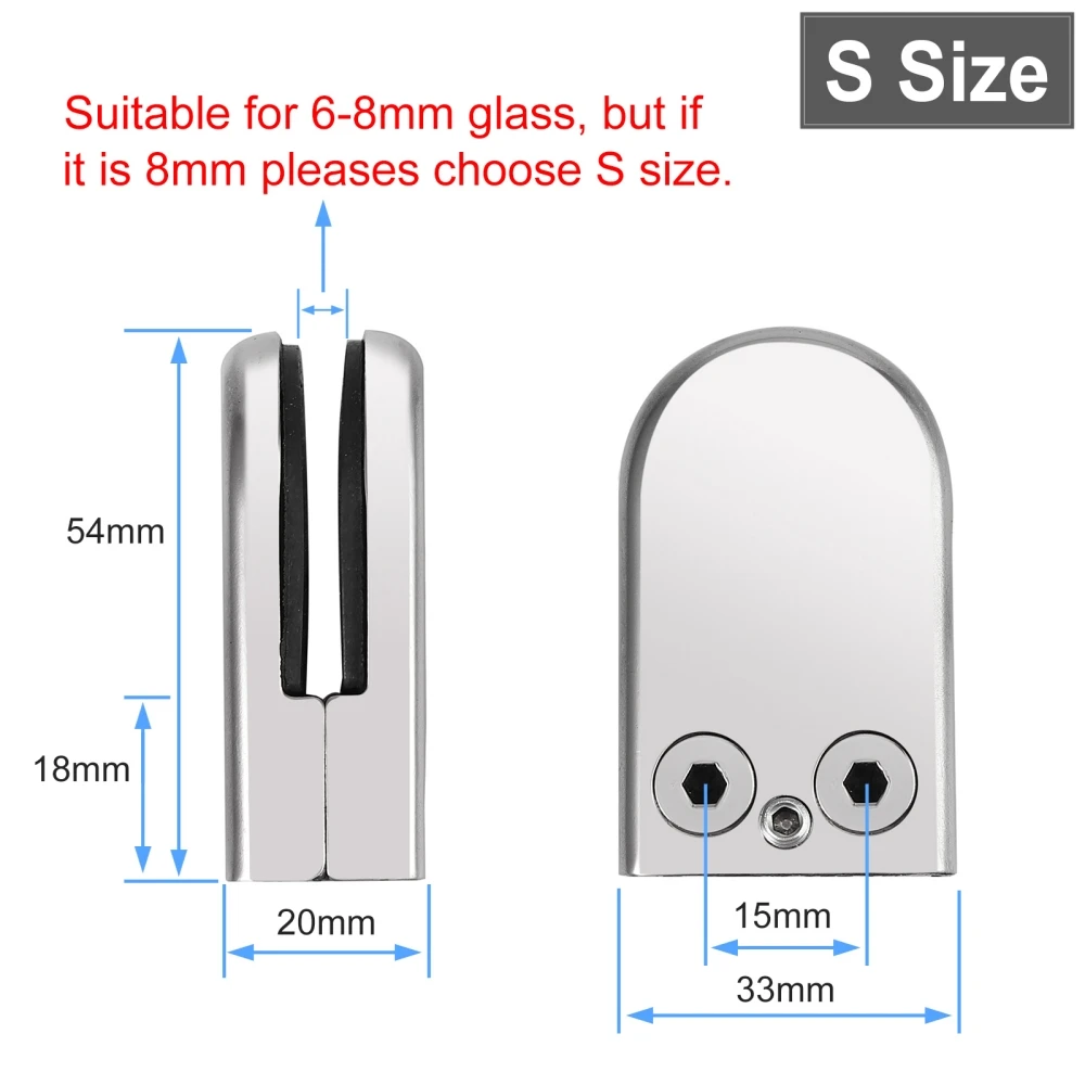 Stainless Steel 304/316 Adjustable Glass Clamps Bathroom Shower Door Holder D Type Glass Clamps