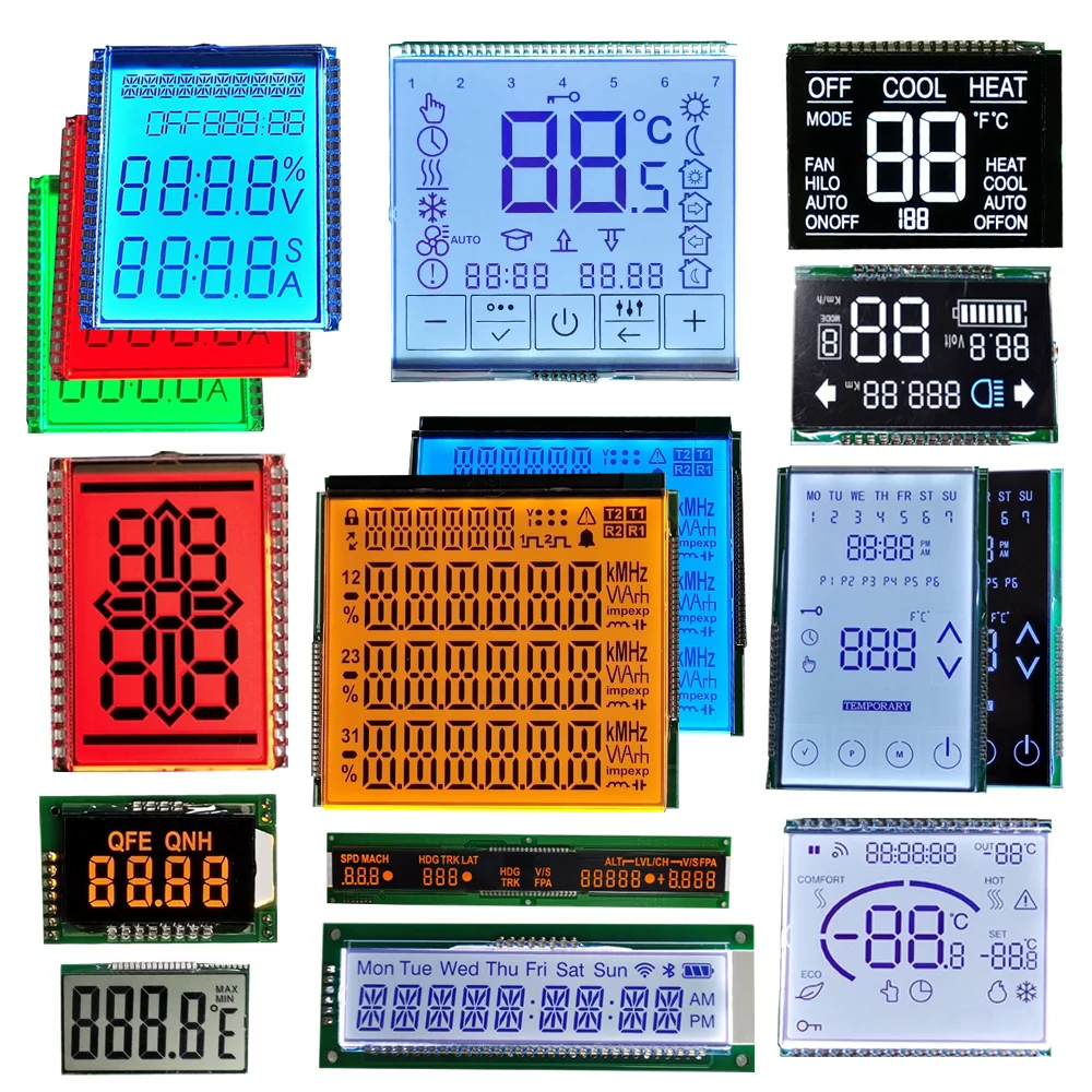 Segment display customizable monochrome 7 Segment 6 Digit PIN Connector VA type LCD Display for air conditioning control system