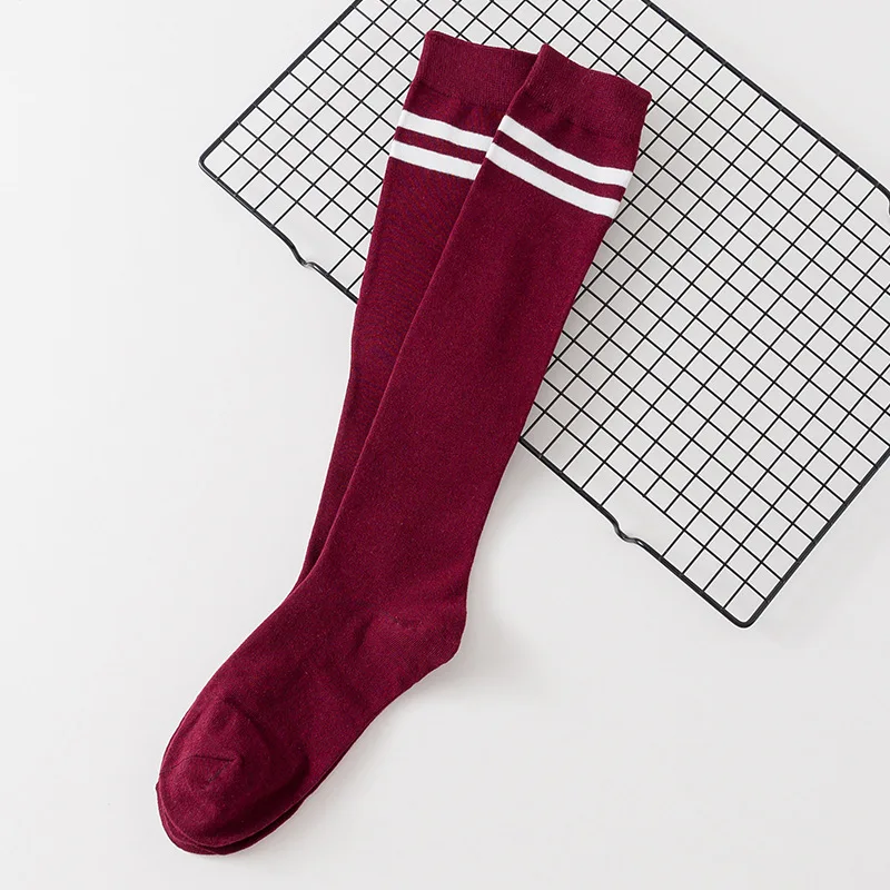 Носки женские хлопковые до колен, под заказ, длинные пикантные полосатые До Колена Для Женщин и школьниц, белые черные