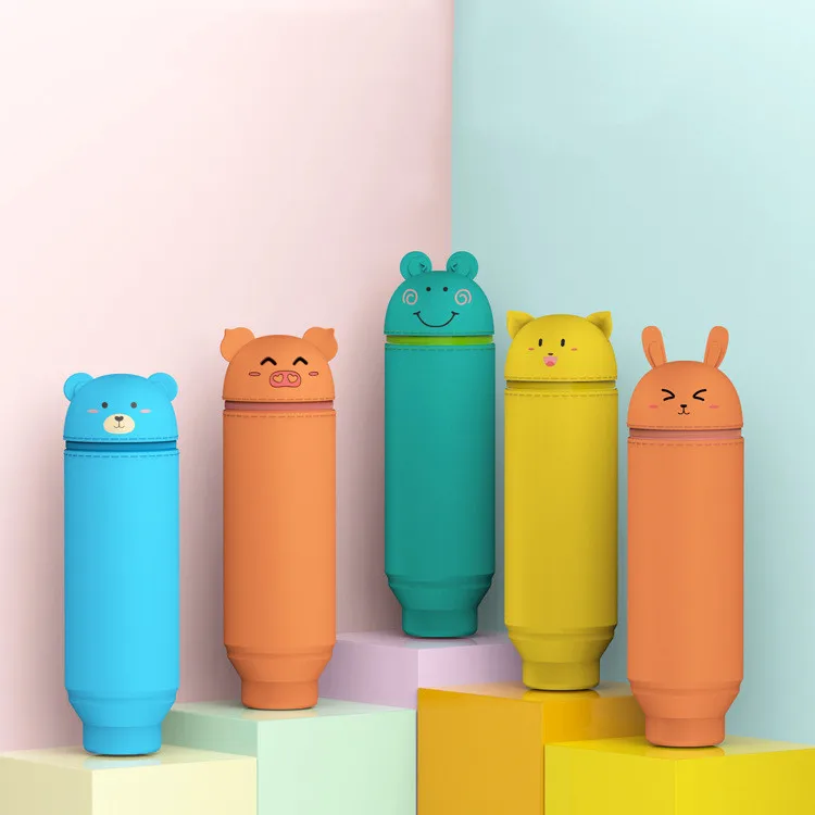 New Silicone Cartoon Creative Storage Box Pouch Stereoscopic Silicone Pen Holder Large Capacity Stress Relief Pencil Case