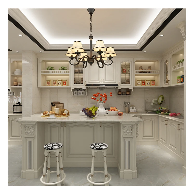 2022 high end shaker diy luxury plywood kitchen cabinets with island set modular kitchen cabinet  for hotel