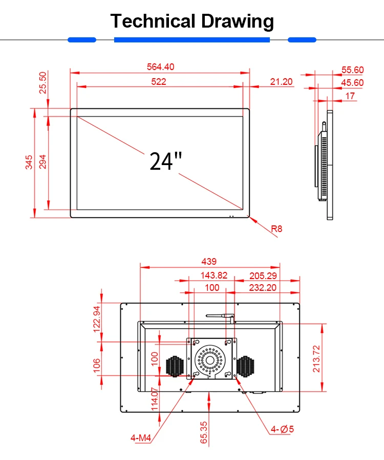 24 inch Indoor Android  Lcd Display Screen advertising digital signage media player equipment