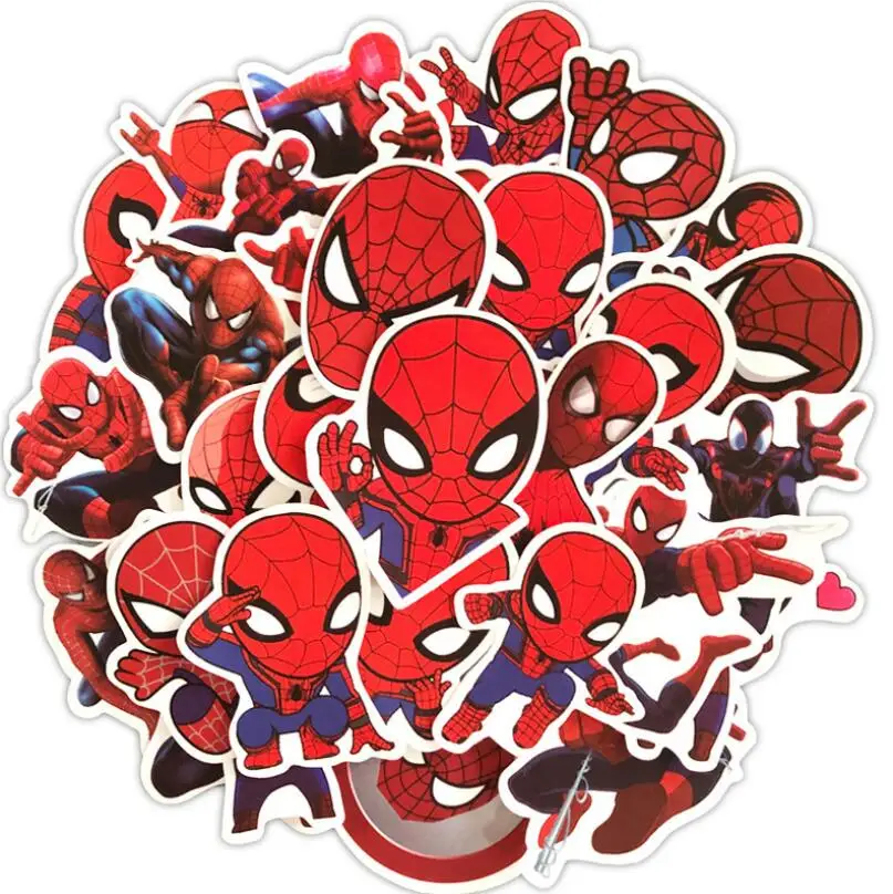 ZY0050C 35 шт. персонализированные комиксы Marvel DC мультяшный супергерой Человек-паук вытягивает палочку коробка скейтборд блокнот каракули