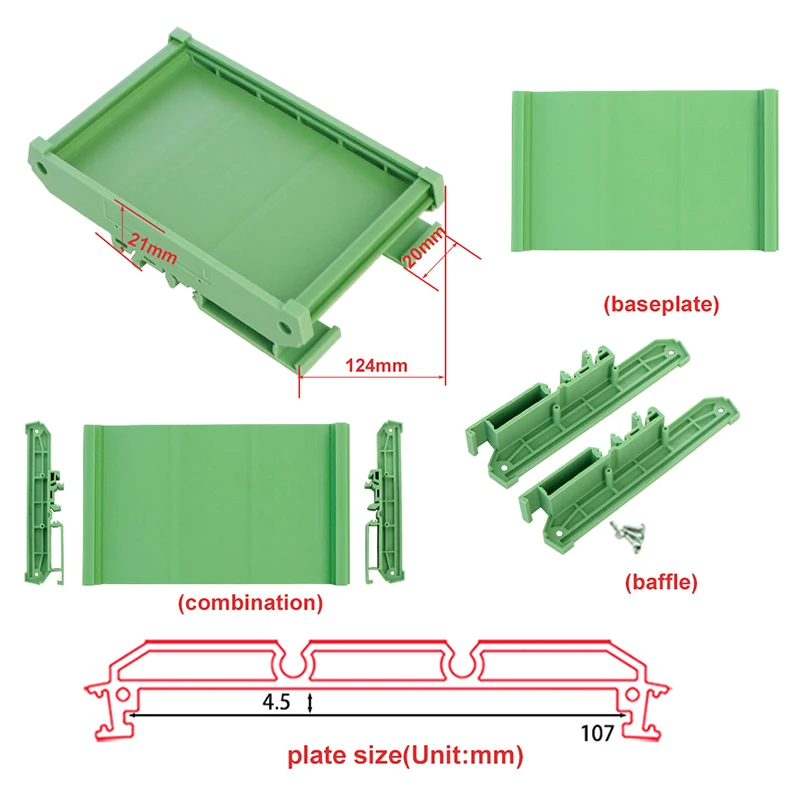 Industrial Housing Electronic Carrier Circuit Board Adapter Holder Support Panel Mounting Option Din Rail Mount PCB Bracket