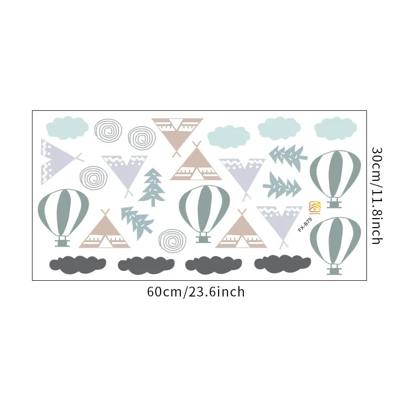 Cartoon hot air balloon bathroom stickers waterproof for wall sticker for kids room decorative