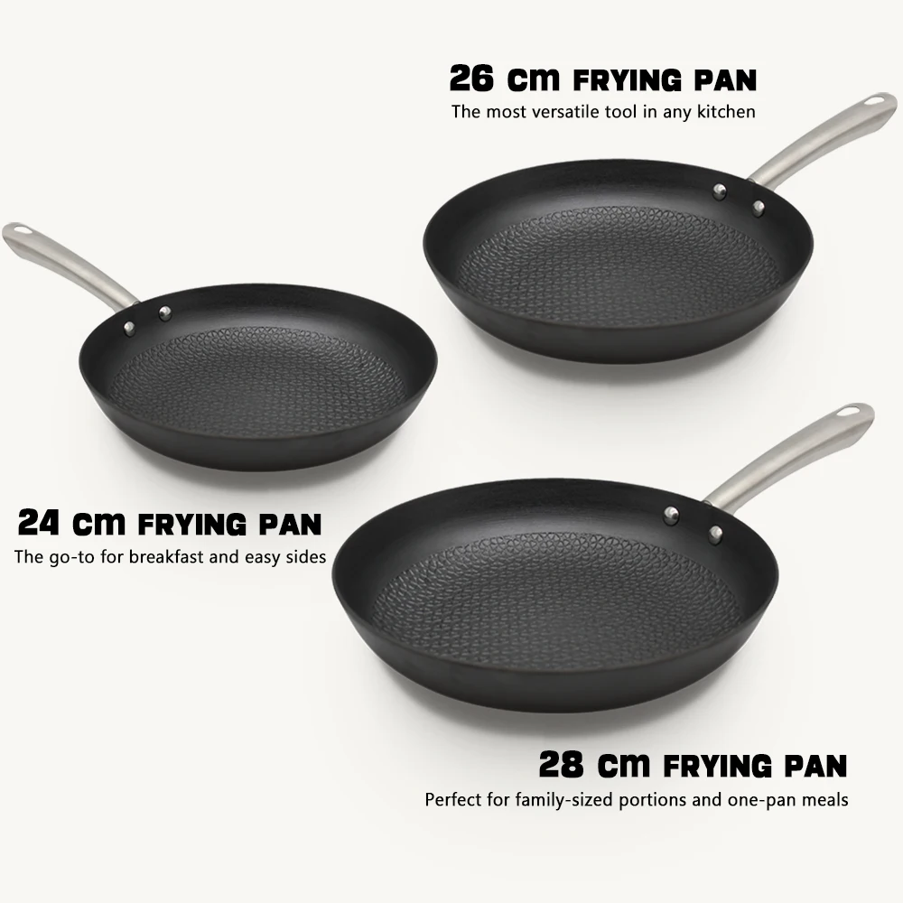 New Nonstick Frying Pan High Quality Cookware Round Wooden Handle Skillet Light cast iron nitride non rusty honeycomb frying pan