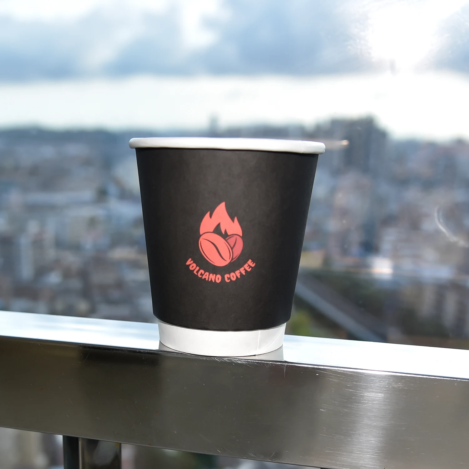 Customize Paper Coffee Cups Disposable printed Double Wall mugs With Lids,disposable 8/9/10/12/16oz With logo printed supplier