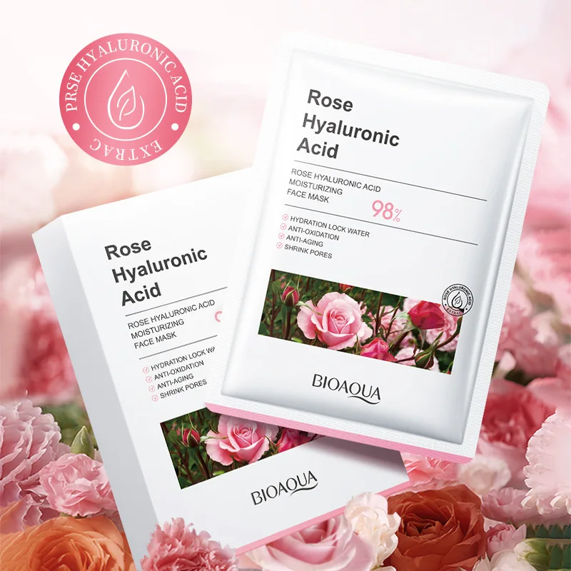 BIOAOUA hyaluronic acid hydrating Mask  transparent moist and easy to absorb  Rose mask 25g