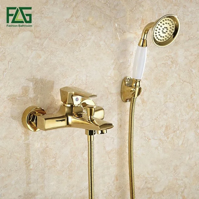 Sliding Bar Shower Set Shower Head and Shower Hose Golden Gold with Abs Ceramic Plated Modern Contemporary Polished 3-5 Years