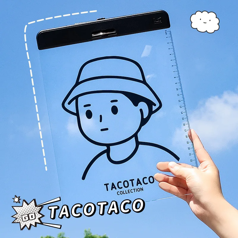 Practical Hot Sale A4 Acrylic Board Clip Transparent Student Cartoon Clipboard Hard Pad Stationery Creative Student Clipboard