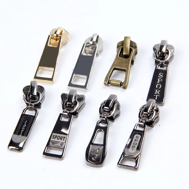 Multiple Styles Zipper Pull Tabs Wholesale Zipper Slider 3 5 8 Custom Logo Zip Puller Custom Logo Metal Slider Zipper Puller