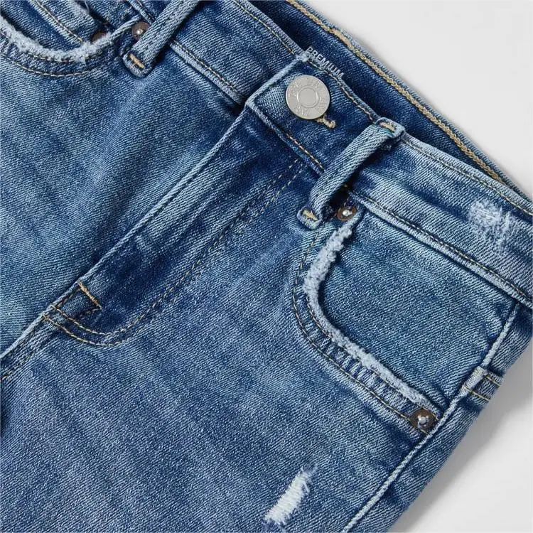 OEM Custom Skinny Kids Jeans Ripped Baggy Acid Enzymes Washed Denim Pants For Boys