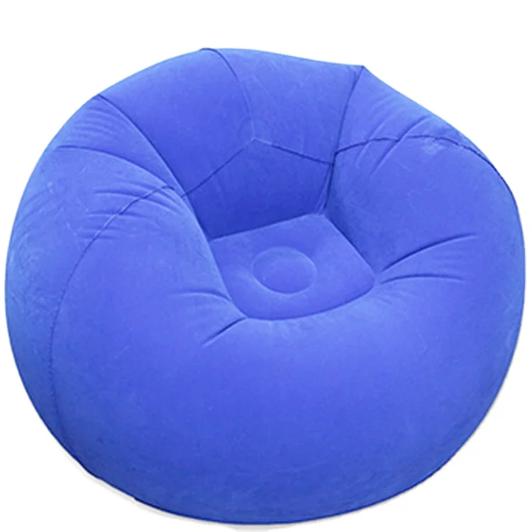 factory customized blue downy flocking inflatable beanbag sofa druable folding blow up lazy chair bean bag bedroom furniture