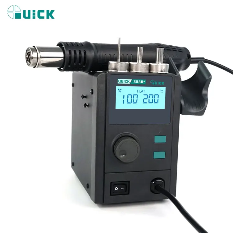 QUICK 858D+ 220V 700W Hot Air Soldering Station LED Digital Display Soft Wind Hot Air Heat Gun SMD BGA Rework Station tools