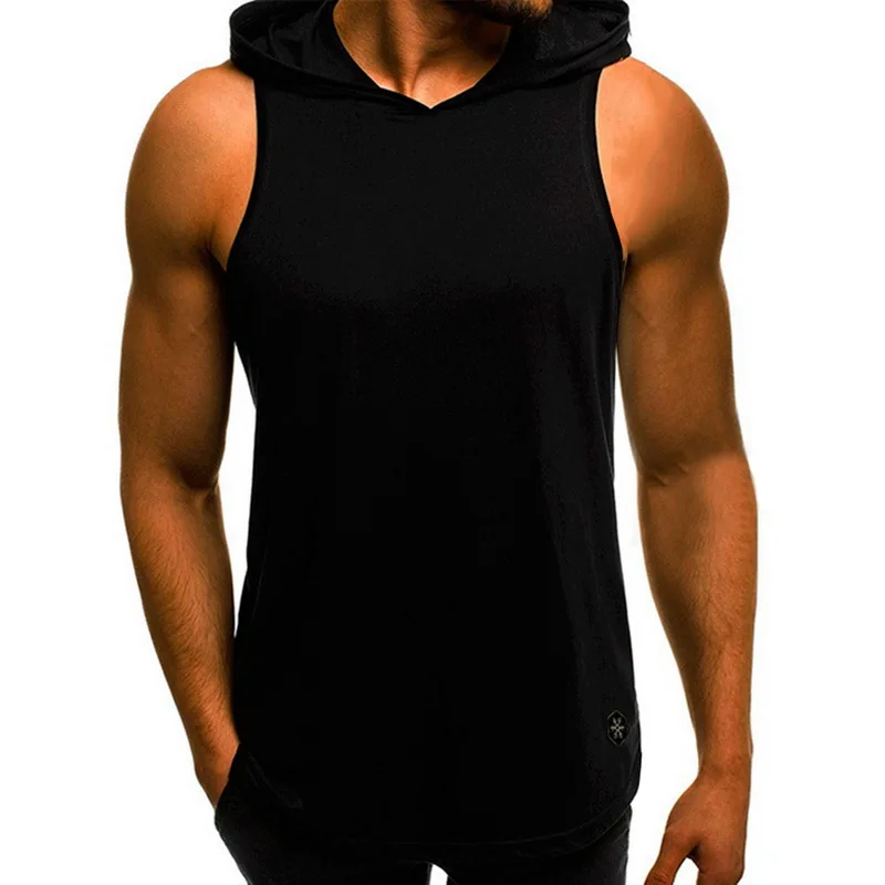 Hooded Tank Tops Hoodie Sleeveless Tops Male Bodybuilding Workout Tank Top Muscle