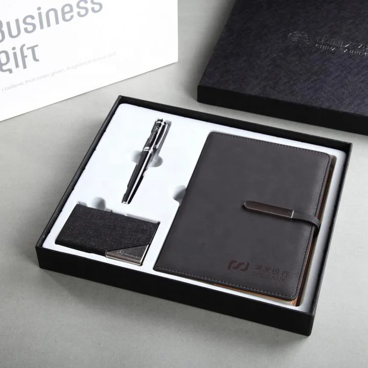 Luxury Business Giveaways Corporate Promotional Gift Set Notebook With Pen and Name Card Box