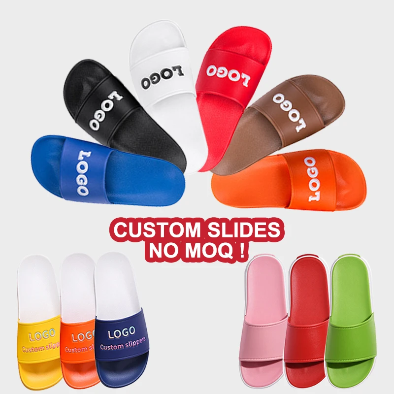 Plus Size Custom Logo Slides Slippers Manufacturer Super Soft Air Cushion 3D Rubber Footwear Mens Custom Slides With Logo Box